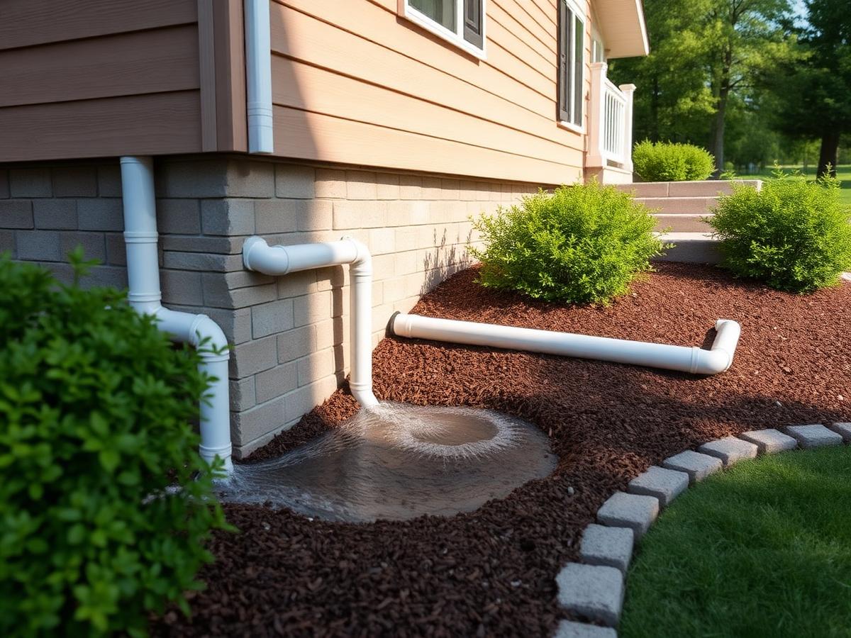 Downspout extension carrying roof water away from a home's foundation